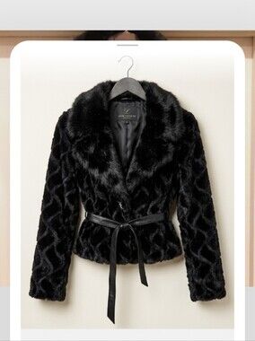 ​De Rothschild Faux Fur Cropped Belted Evening Jacket S